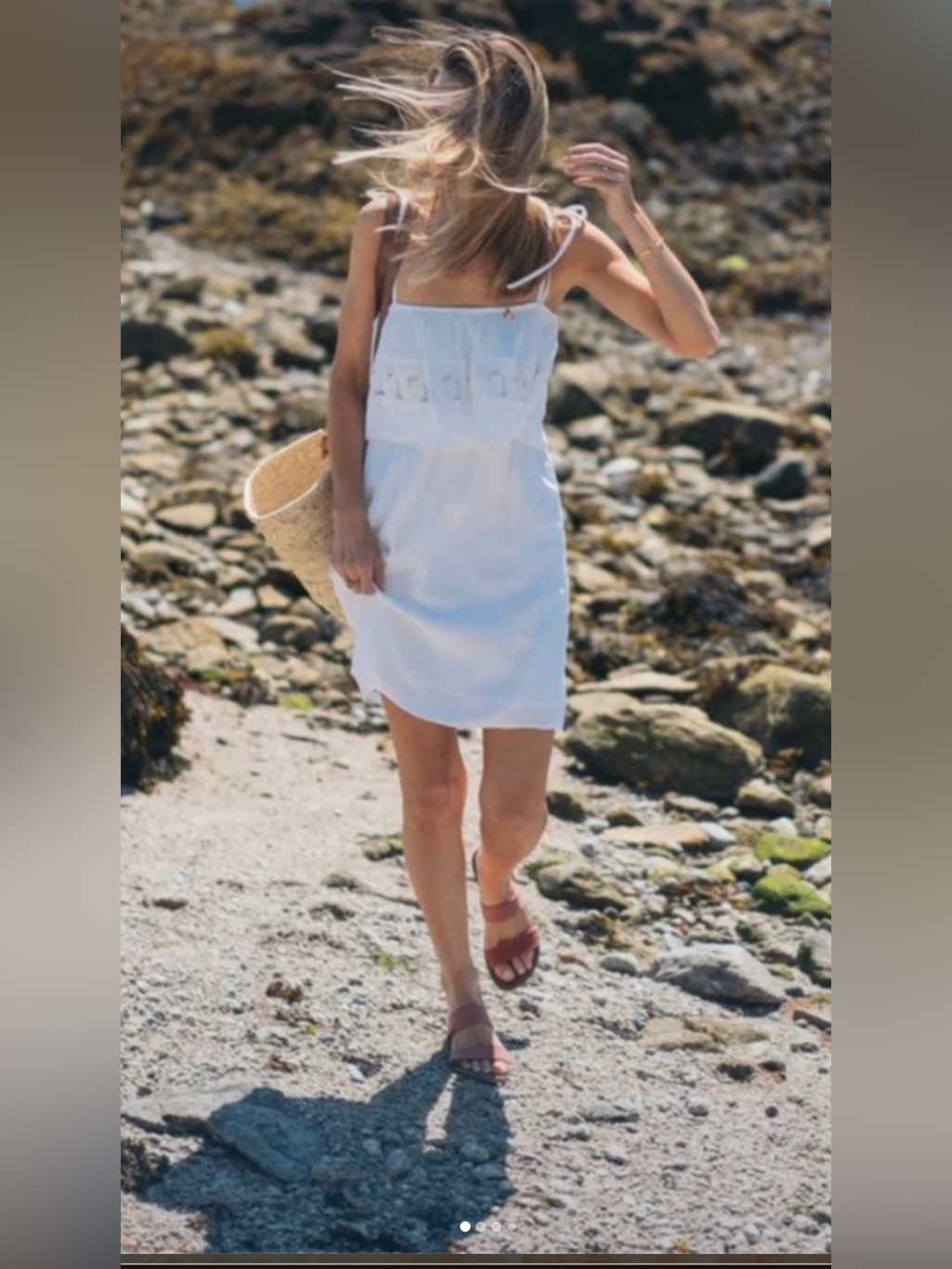 Nwt L*Space Jaclyn White Sundress With Lace Bodice Dress Cover Up M